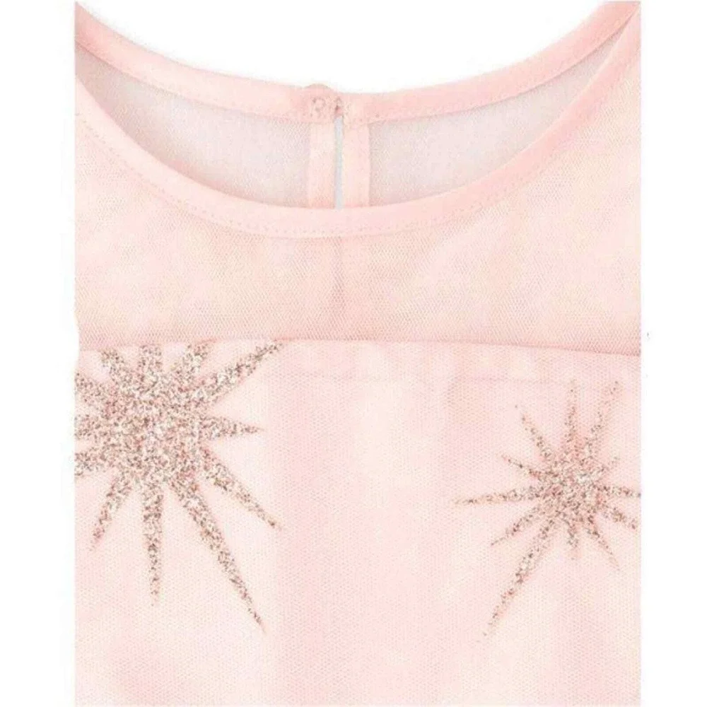 Children's Place‎ Dress Girls 12 Pink Glitter Star Mesh Holiday Party Tulle NWT